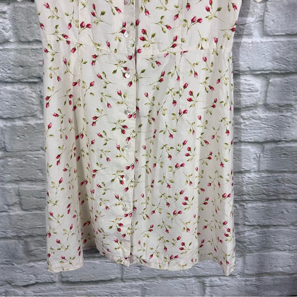 VTG 100% Linen Eddie Bauer Floral Button-Up Shirtdress Cottagecore Chic - Picture 7 of 13